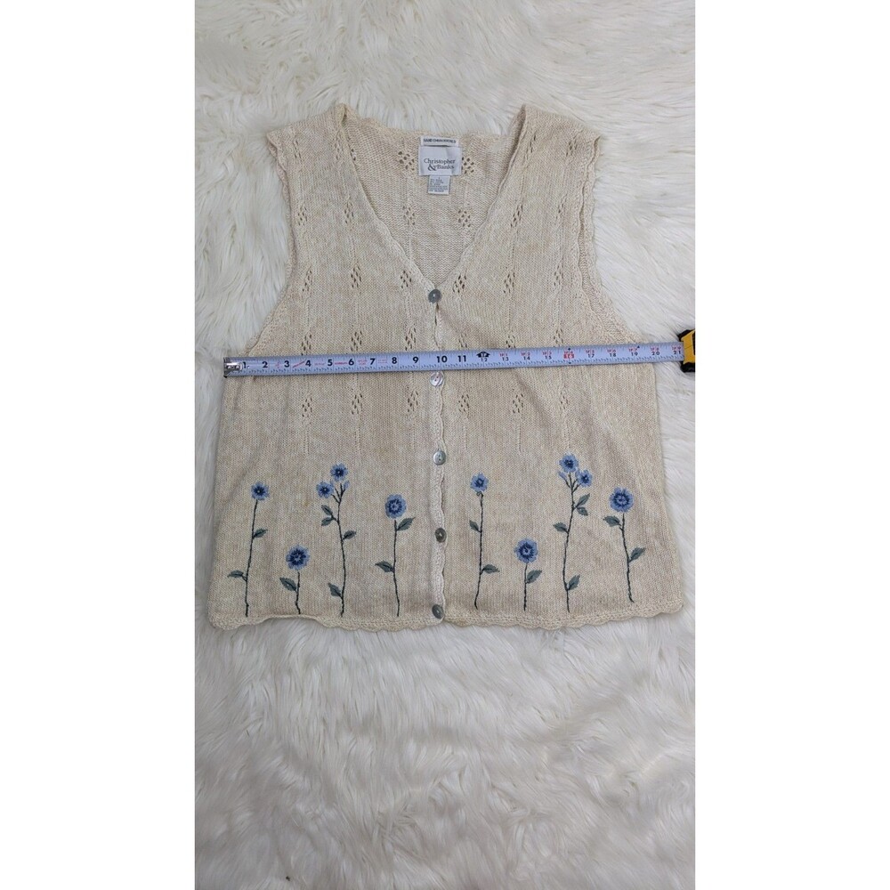 Christopher & Banks Women Size Large Sweater Vest Embroidered Floral GrandmaCore - Picture 3 of 11